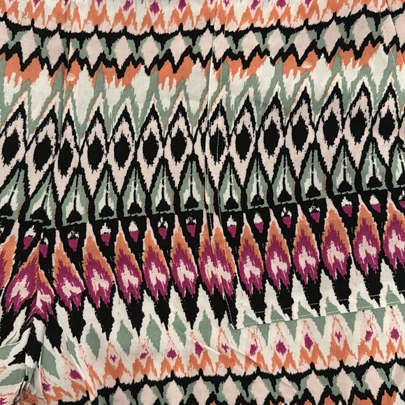 Wildfox Geo Print Pull-On Shorts Front Patch Pockets Orange Multi L - Picture 10 of 13